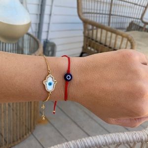 Beautiful Evil Eye red string adjustable bracelet